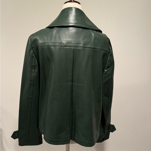 Ann Taylor Green Leather Short Trench Coat - Picture 6 of 8